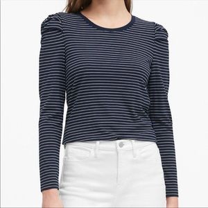 Banana Republic Shirt NWT Long Sleeve Top Ruche Shoulder Striped Large